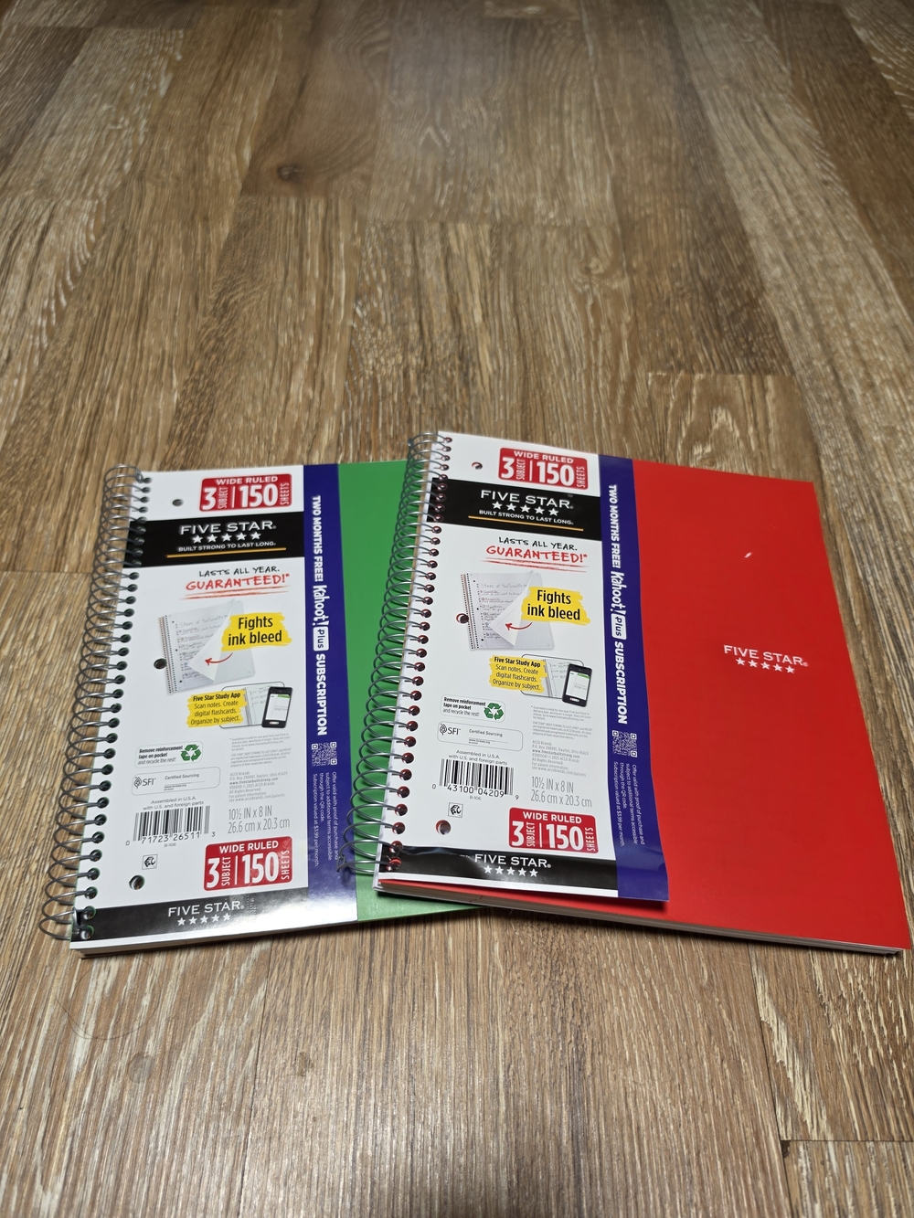Five Star Red Spiral Notebook - Wide Ruled, 150 Sheets (Set Of 2)